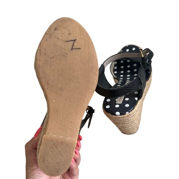 MARC BY MARC JACOBS Black Leather Espadrilles Wedges Size 6 - Picture 6 of 9